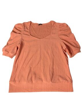 Vonda Peach Puff Sleeve Blouse Square Neck Textured Top Women’s Size XL